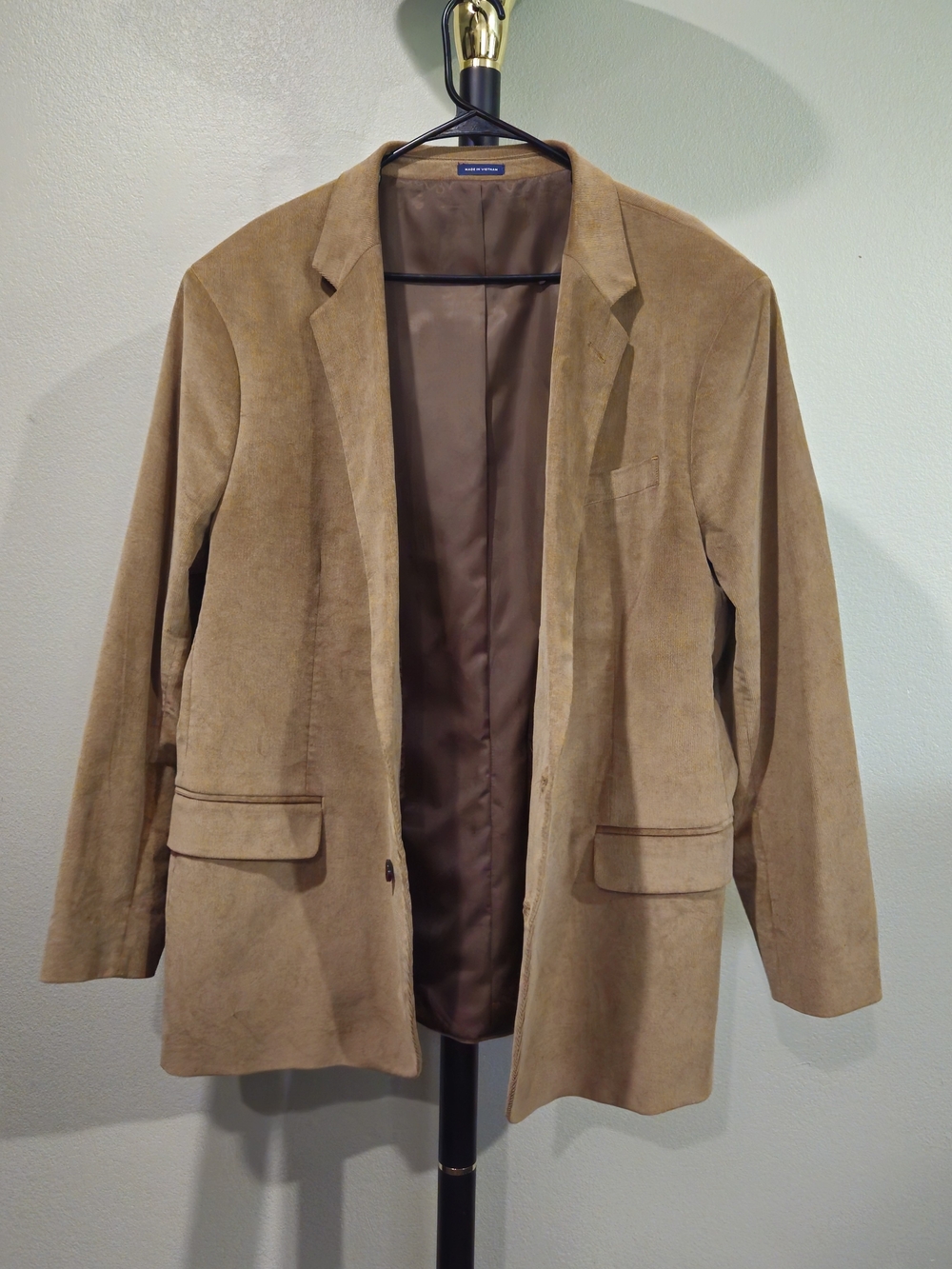 Stafford Men's Tan Corduroy Blazer Classic Fit Elbow Patch Sport Coat